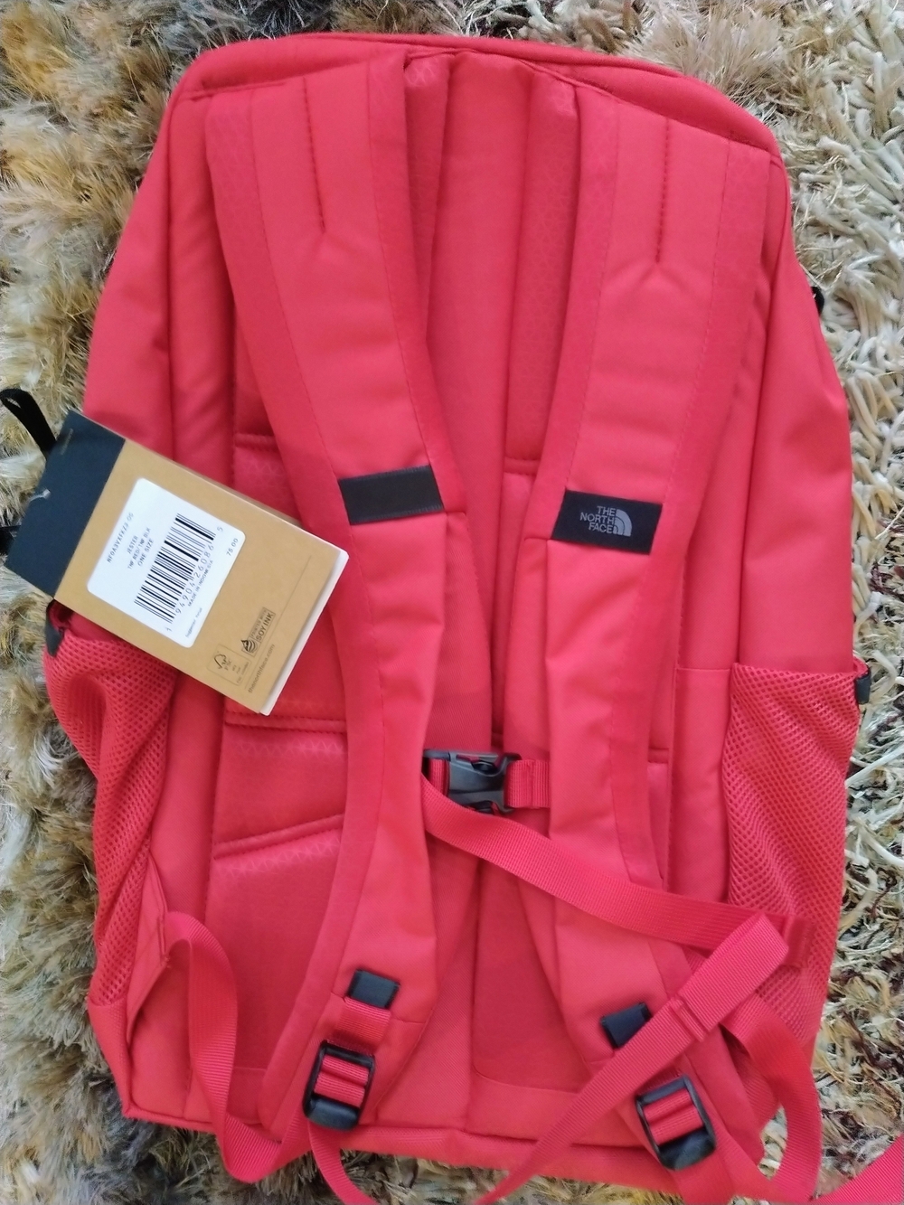 The North Face Jester Backpack in Coral Red with Black Accents + Bonus Keychain - Picture 5 of 7